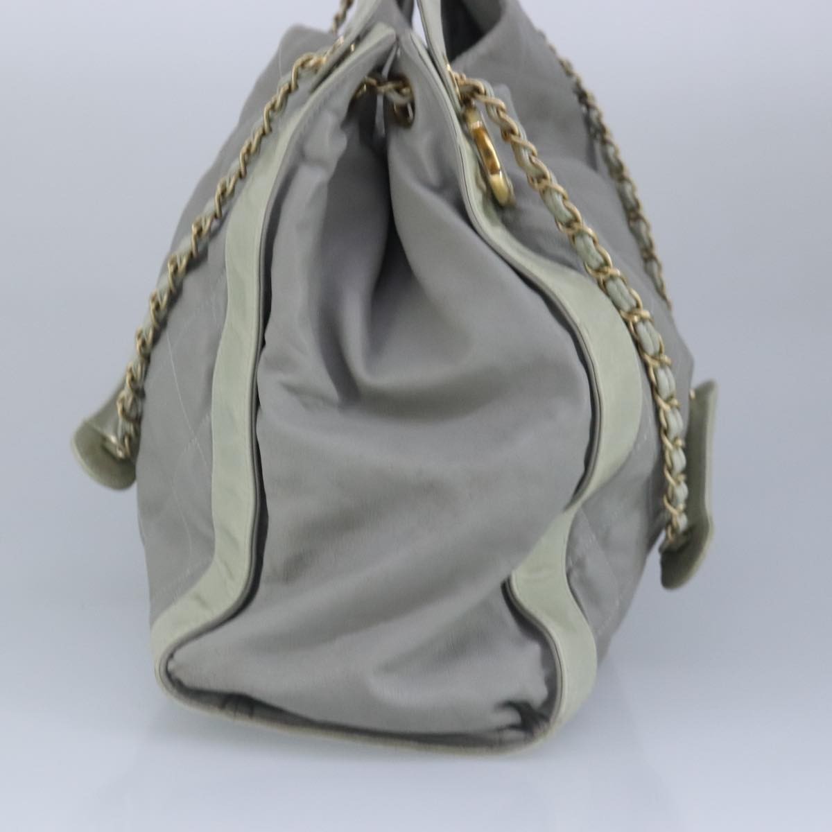 Chanel Chain Shoulder Bag Leather, GRAY, LEATHER, Shoulder bag