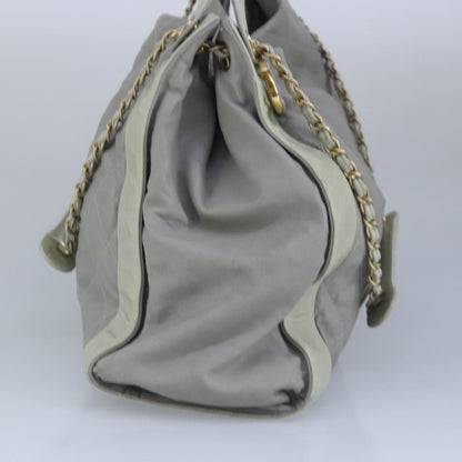 Chanel Chain Shoulder Bag Leather, GRAY, LEATHER, Shoulder bag