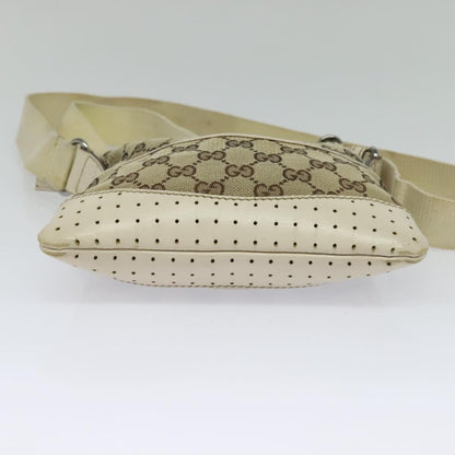 Gucci Zip Messenger Bag GG Canvas with Perforated Leather, BEIGE, CANVAS, Crossbody bag