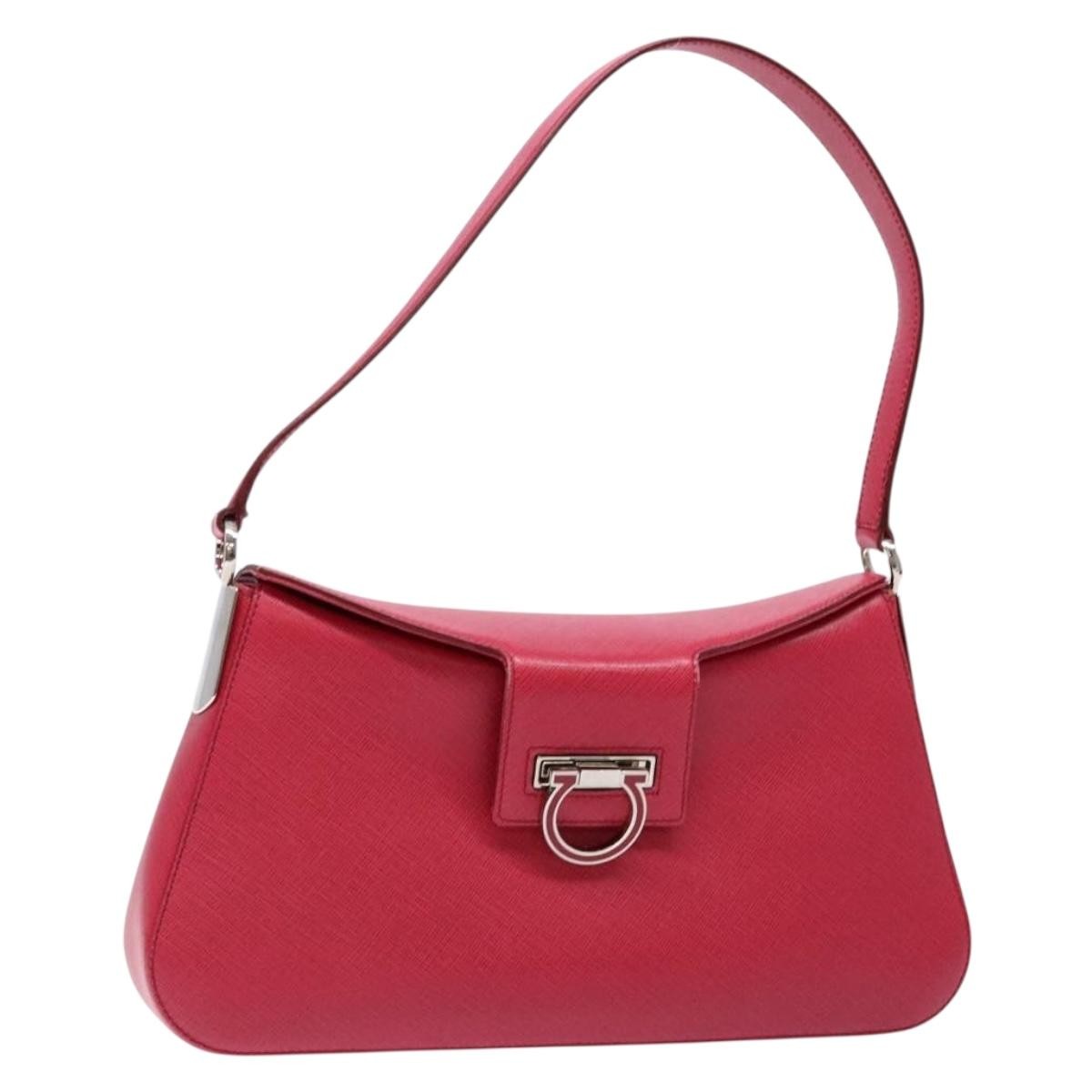 Salvatore Ferragamo Gancini Shoulder Bag Leather, PINK, LEATHER, Shoulder bag