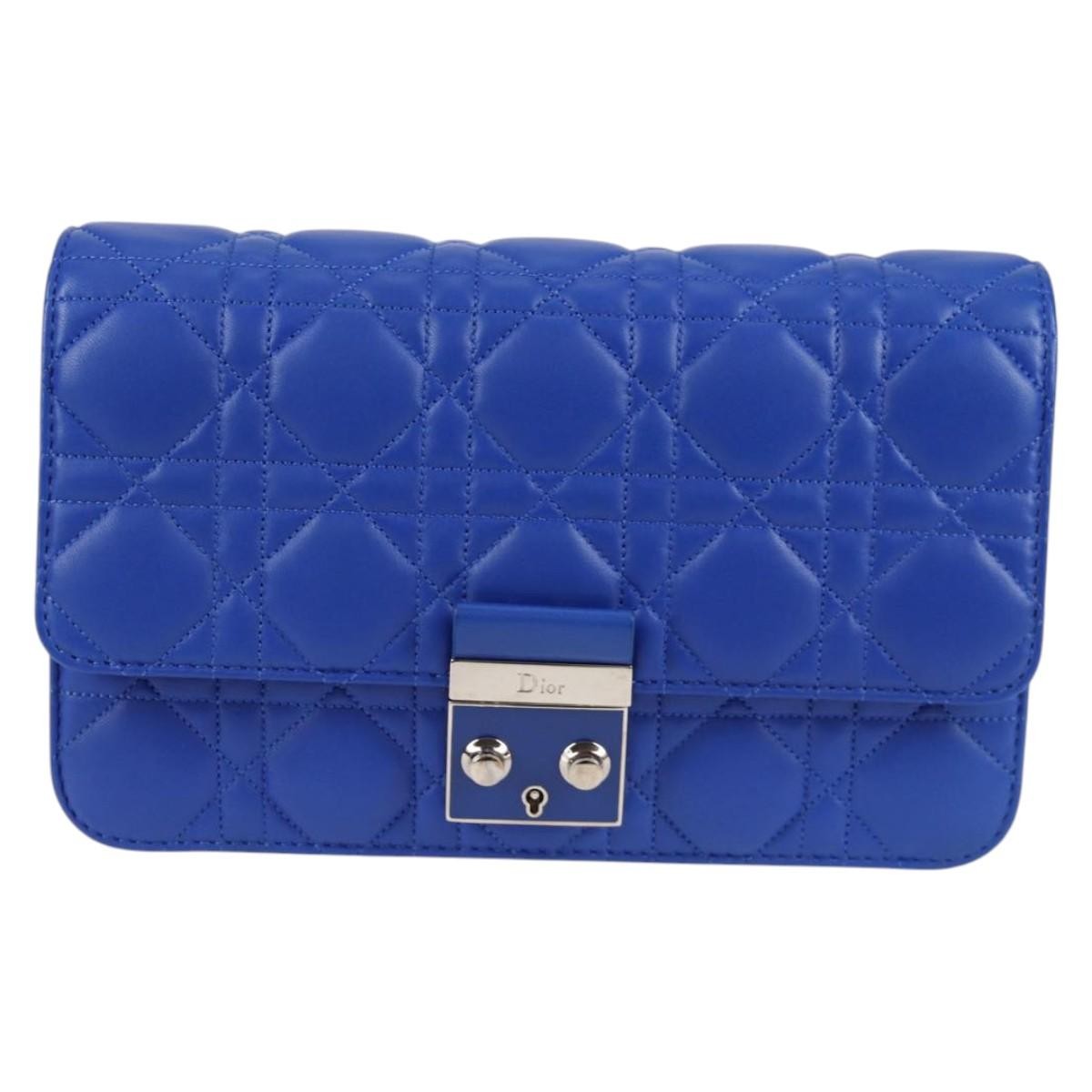 Christian Dior Miss Dior Promenade Pouch Cannage Quilt Lambskin, BLUE, LEATHER, Shoulder bag
