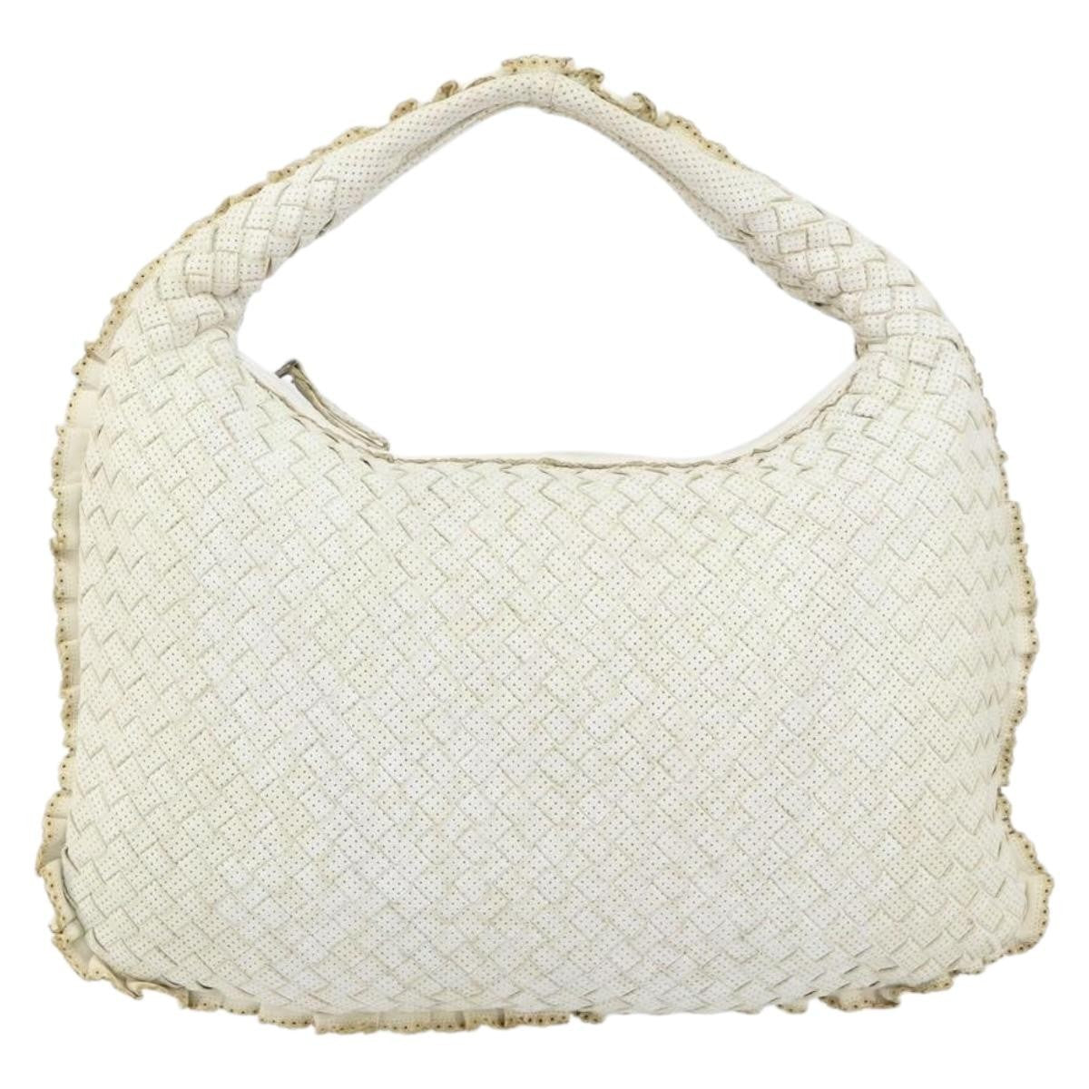 Bottega Veneta Veneta Hobo Perforated Intrecciato Nappa, WHITE, LEATHER, Handbag