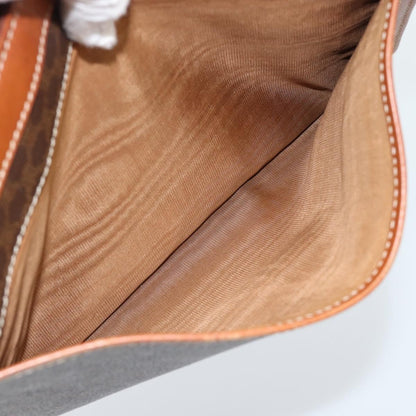 Celine Macadam Pochette Canvas, Brown, Canvas, Clutch
