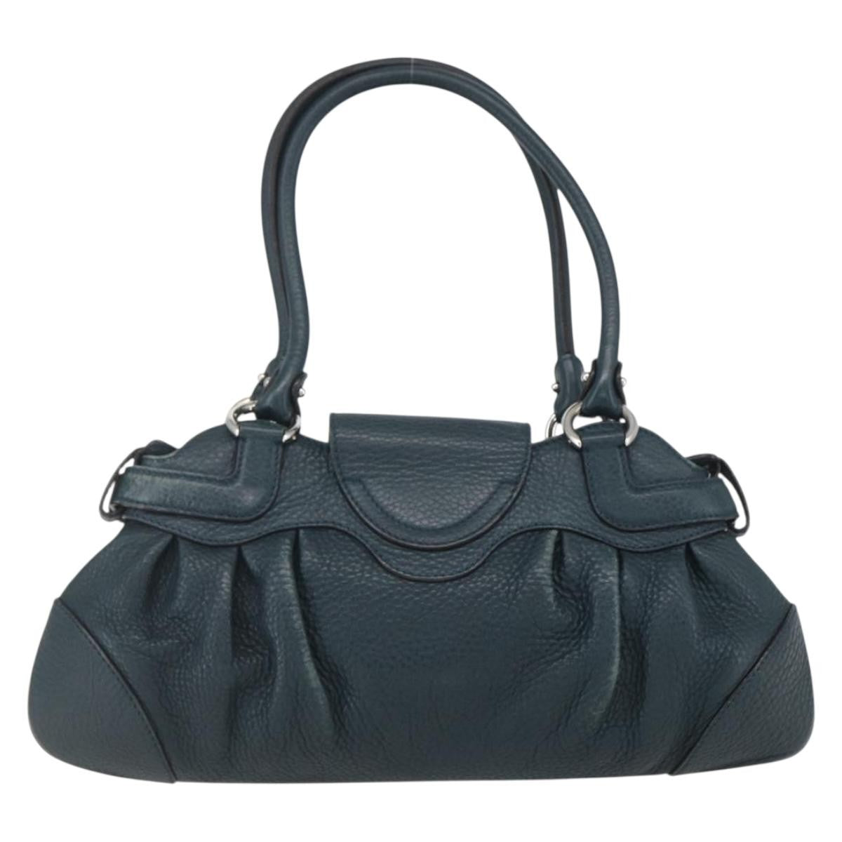 Salvatore Ferragamo Gancini handbag Leather, GREEN, LEATHER, Handbag