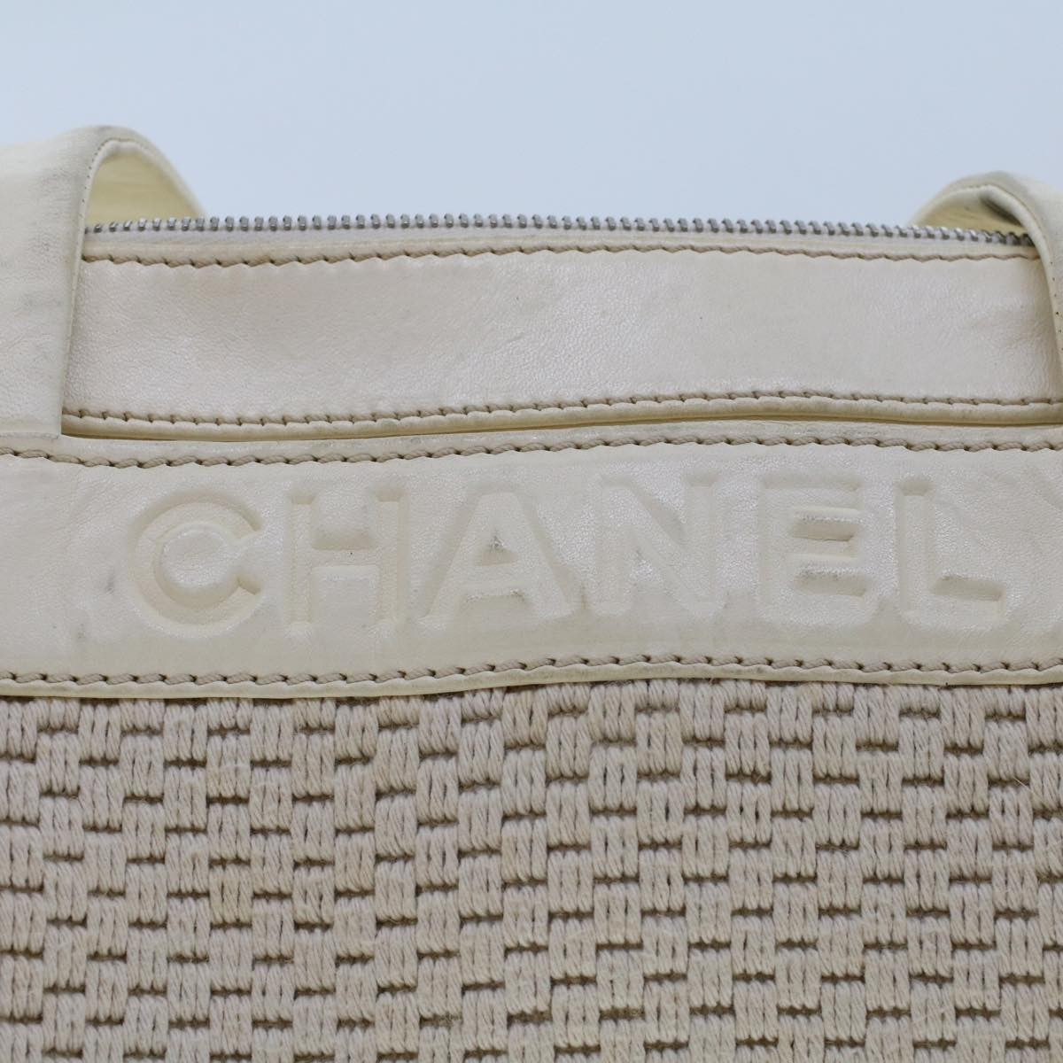 Chanel Vintage Shoulder Bag Canvas, WHITE, CANVAS, Shoulder bag