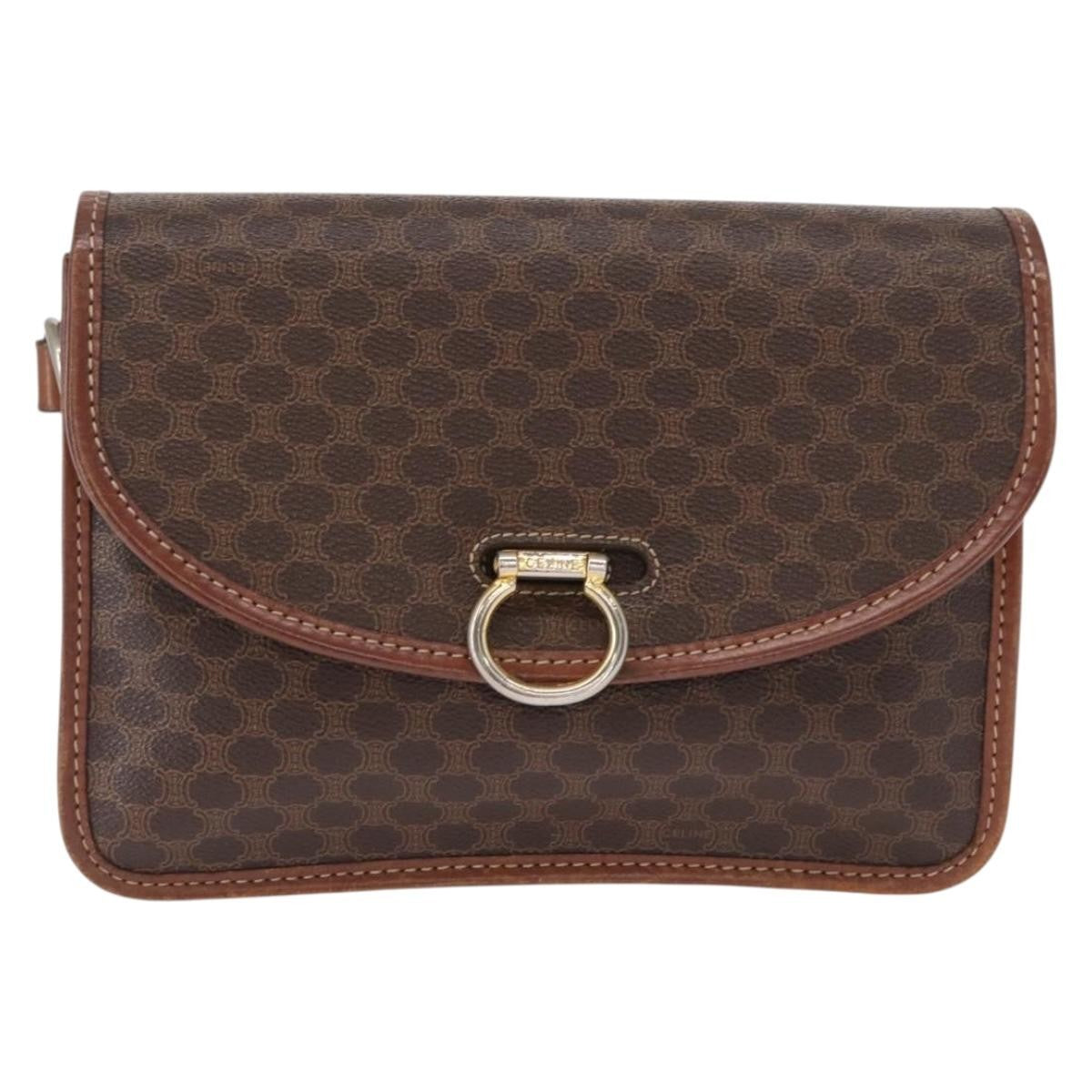 Celine Vintage Macadam Shoulder Bag Canvas, BROWN, CANVAS, Shoulder bag