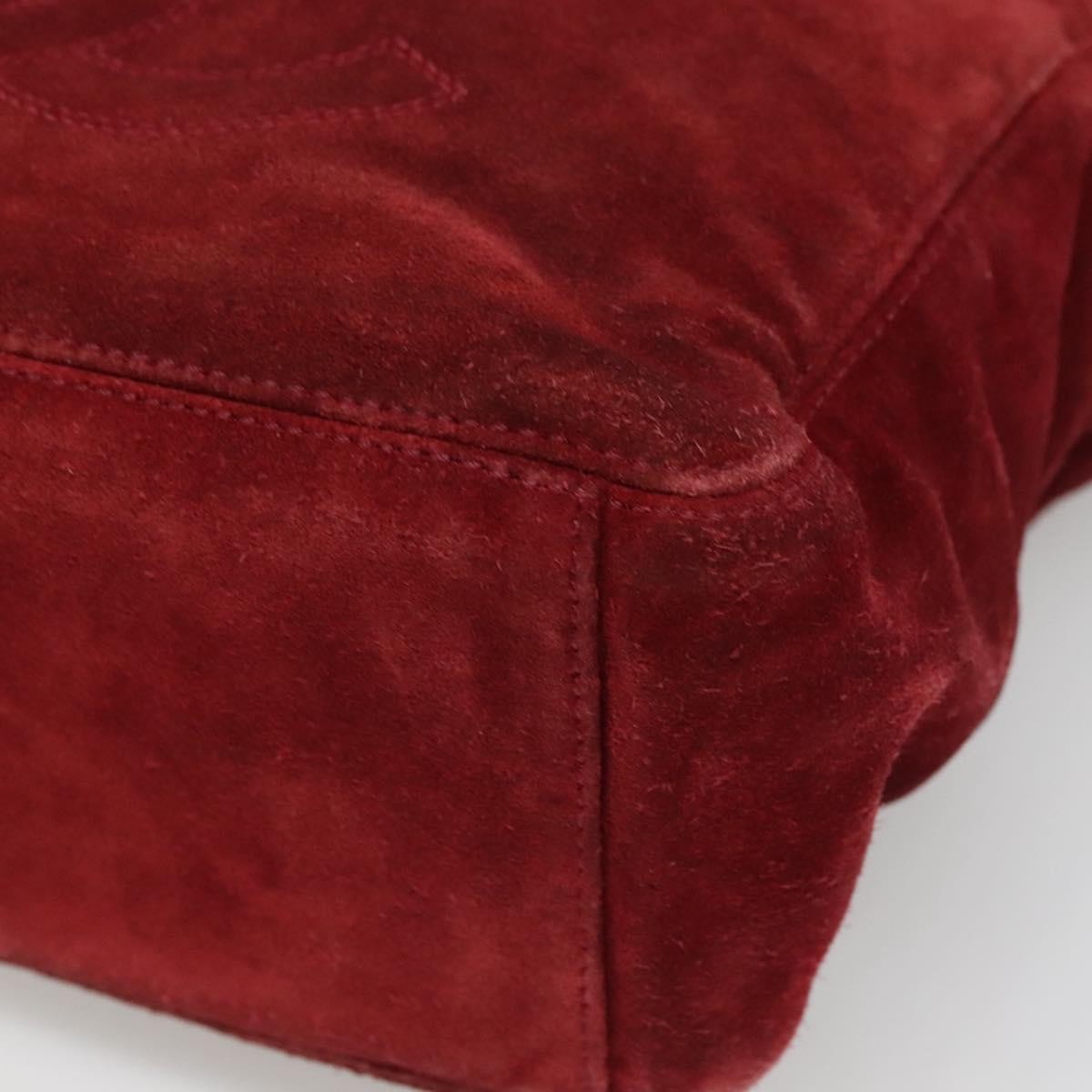 Chanel Vintage Resin Chain Tote Suede, RED, SUEDE, Tote bag