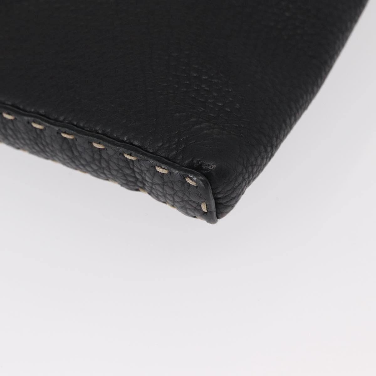 Fendi Vintage Selleria Zip Messenger Bag Leather, BLACK, LEATHER, Shoulder bag