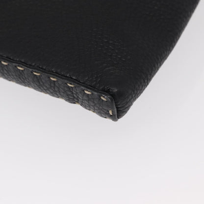 Fendi Vintage Selleria Zip Messenger Bag Leather, BLACK, LEATHER, Shoulder bag