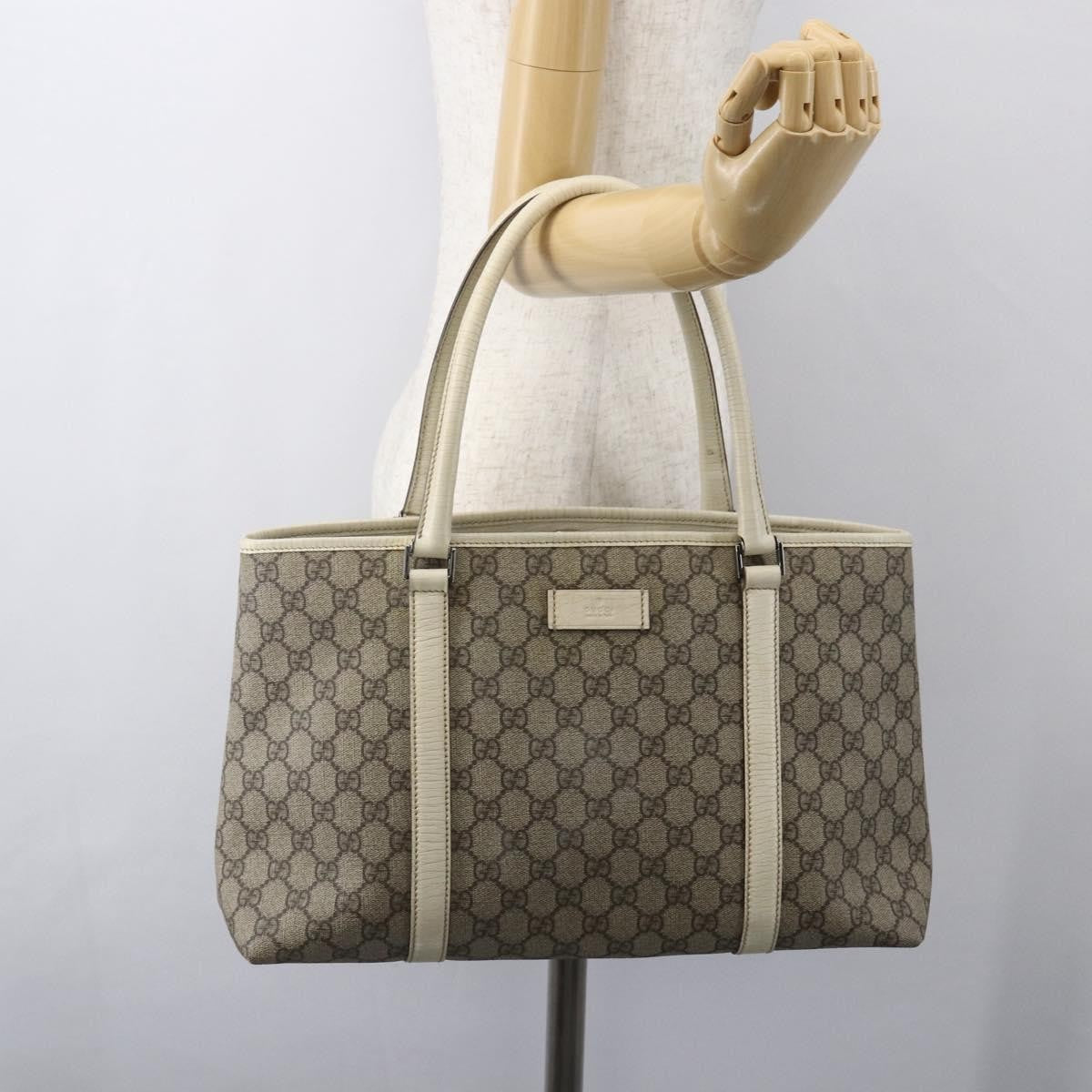Gucci Joy Tote GG Coated Canvas with Leather, BEIGE, PVC, Tote bag