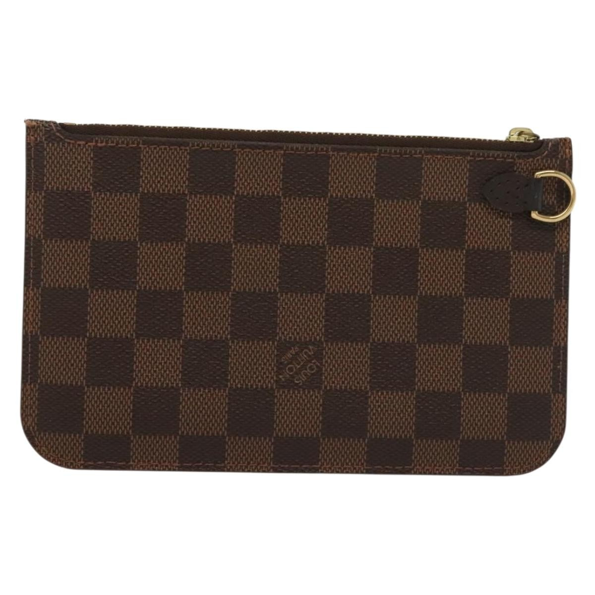 Louis Vuitton Neverfull Pochette Damier, BROWN, CANVAS, Tote bag