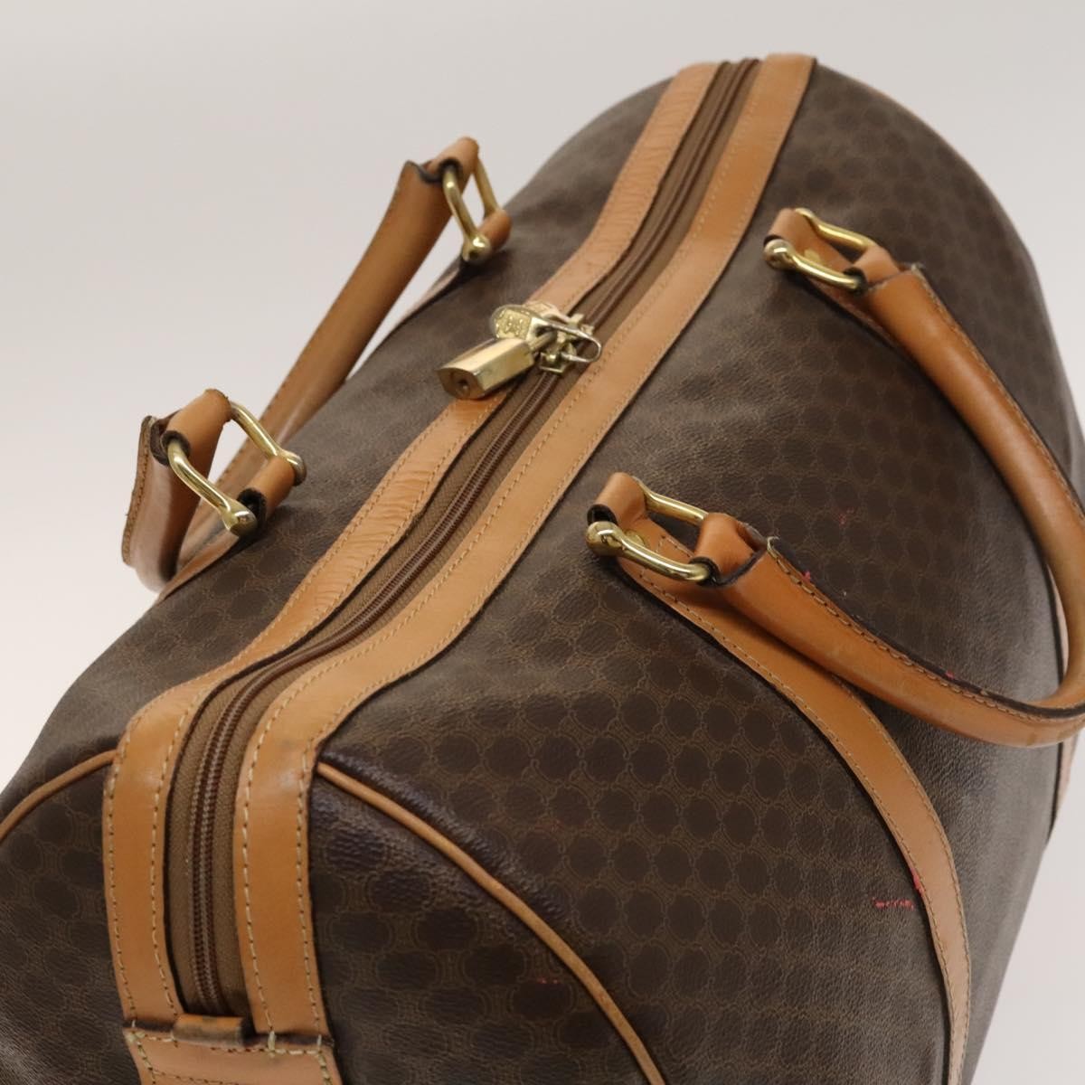 Celine Macadam Handbag Macadam with leather, BROWN, CANVAS, Handbag