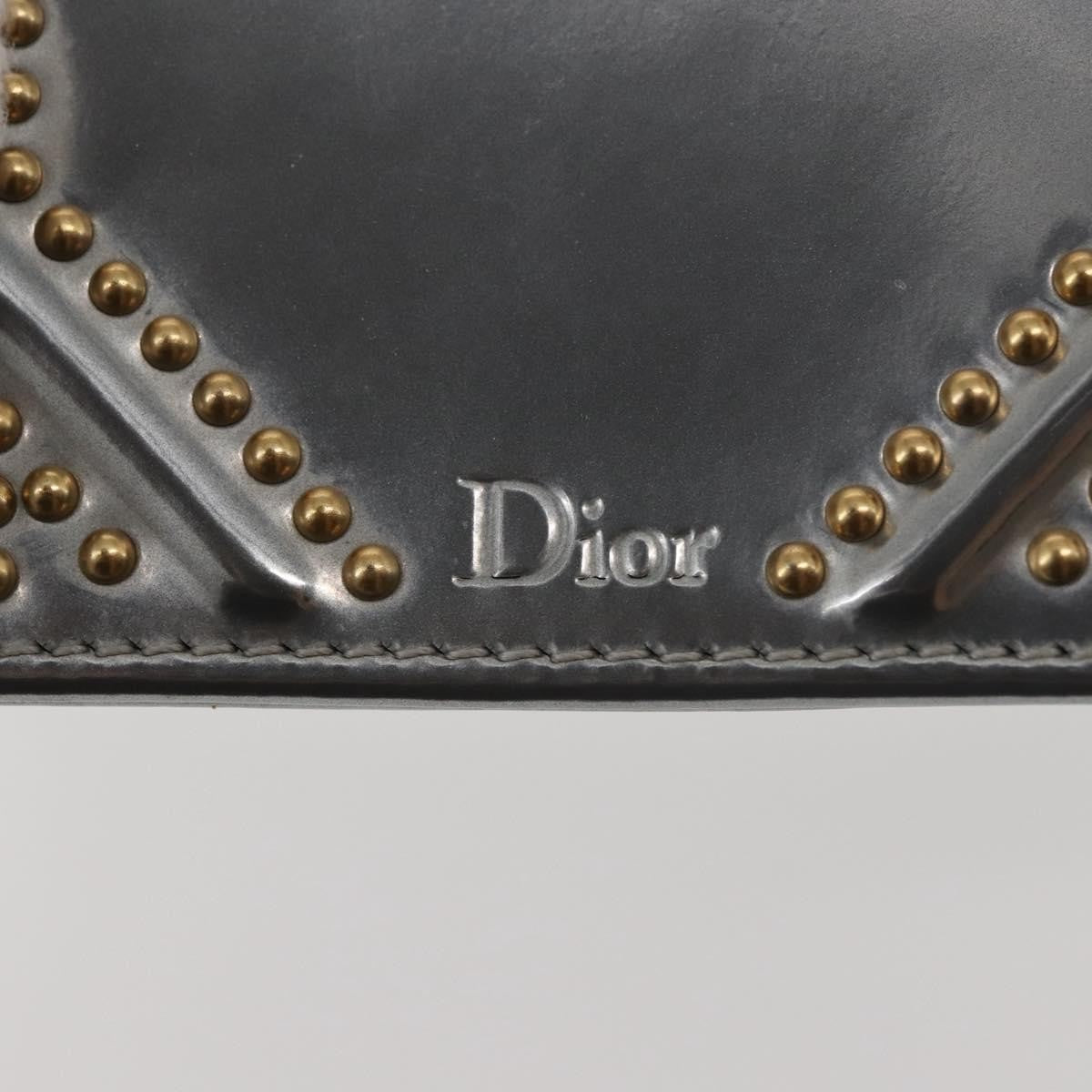 Christian Dior Ultra Matte Diorama Vertical Clutch on Chain Studded Leather, SILVER, PATENT_LEATHER, Clutche & pouche