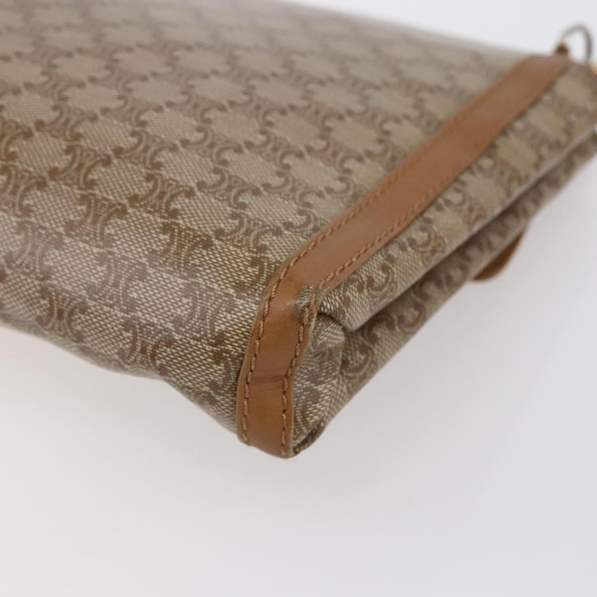 Celine Vintage Macadam Shoulder Bag Canvas and Leather, BEIGE, CANVAS, Shoulder bag