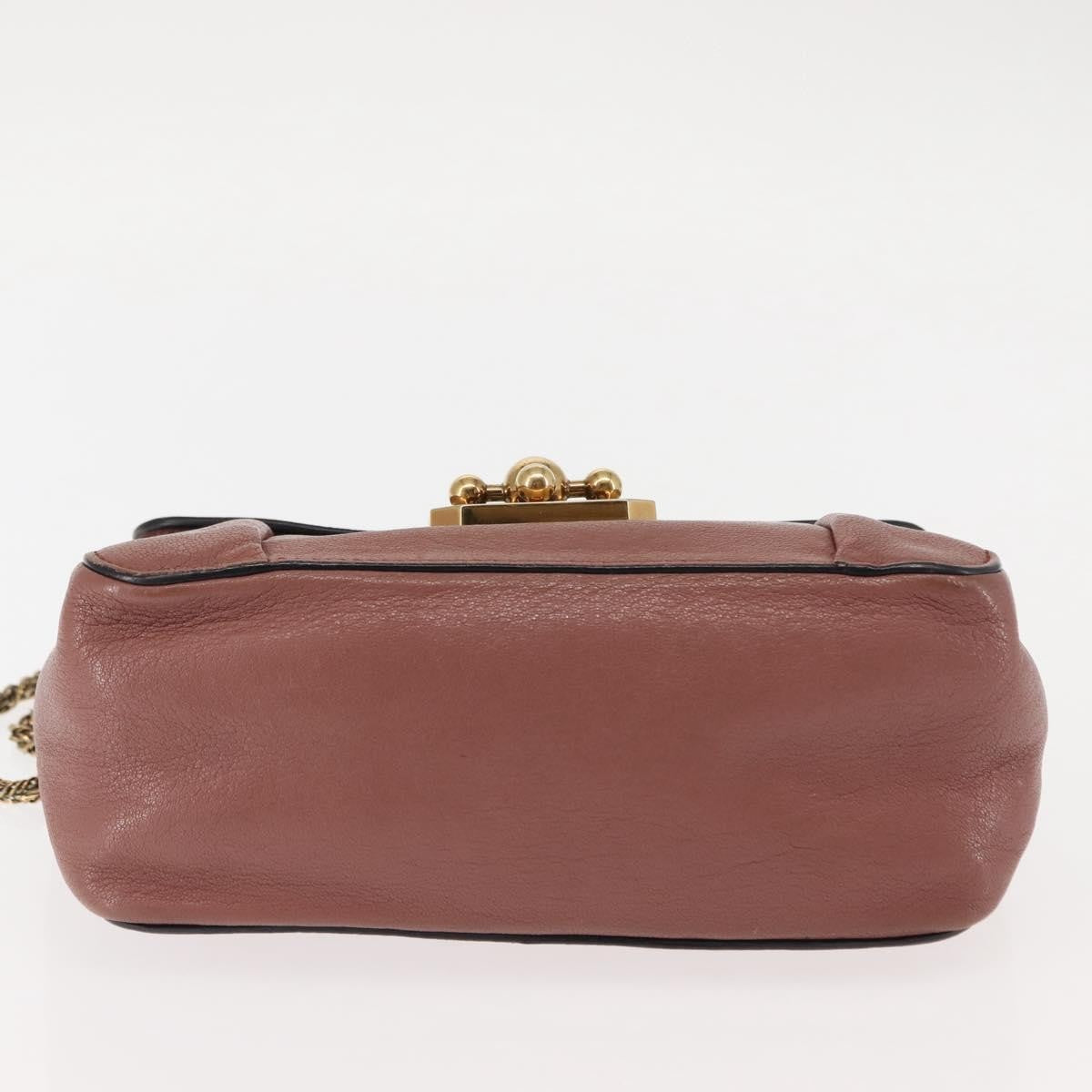 Chloe Elsie Chain Shoulder Bag Leather, PINK, LEATHER, Shoulder bag