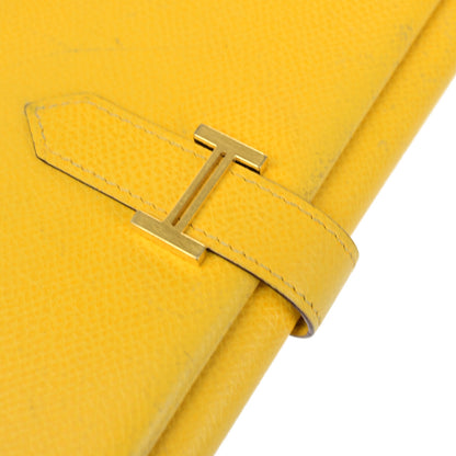 Hermes Bearn Trifold Wallet Epsom, YELLOW, LEATHER, Wallets