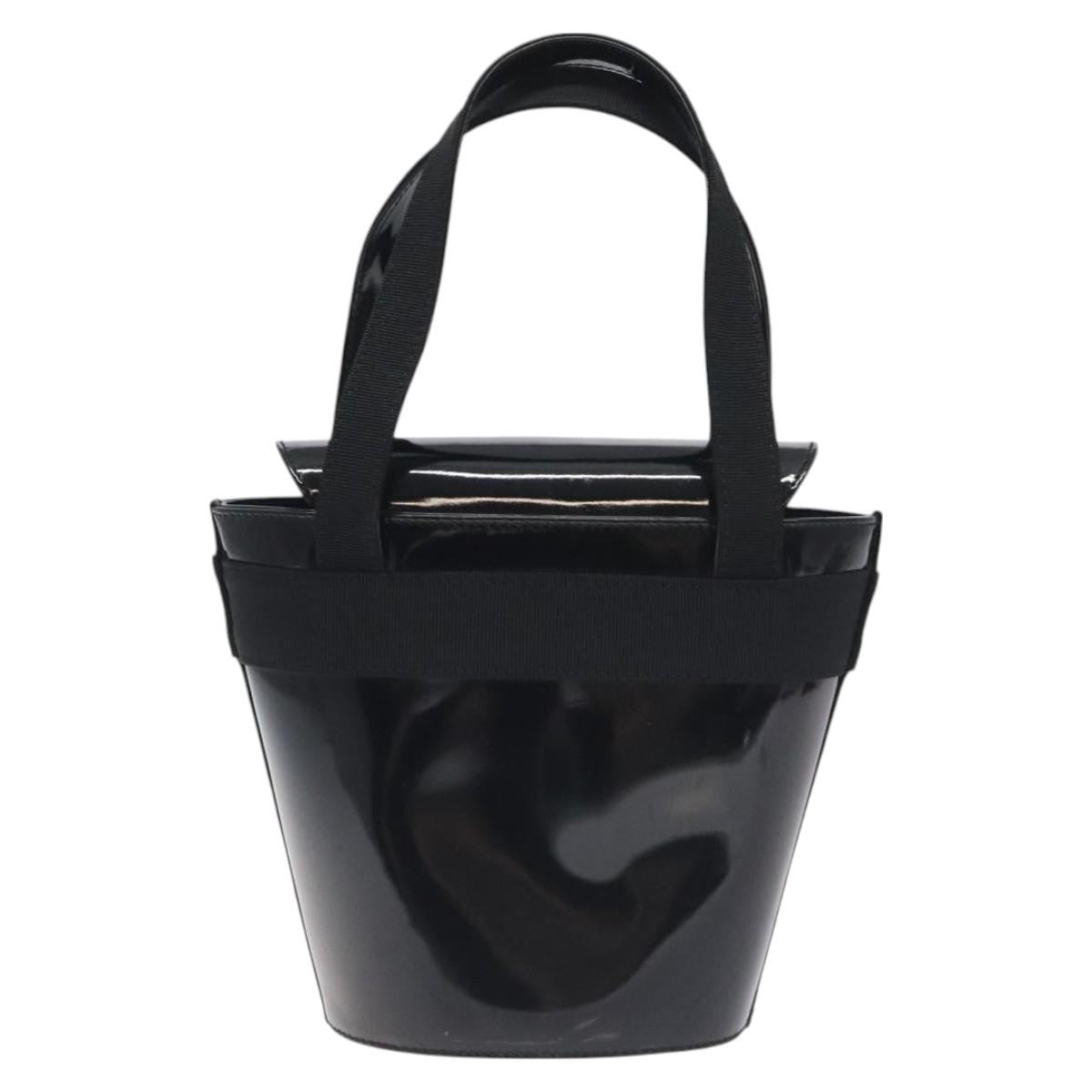 Salvatore Ferragamo Vara Bow Top Handle Bucket Bag Patent Leather, BLACK, PATENT_LEATHER, Handbag