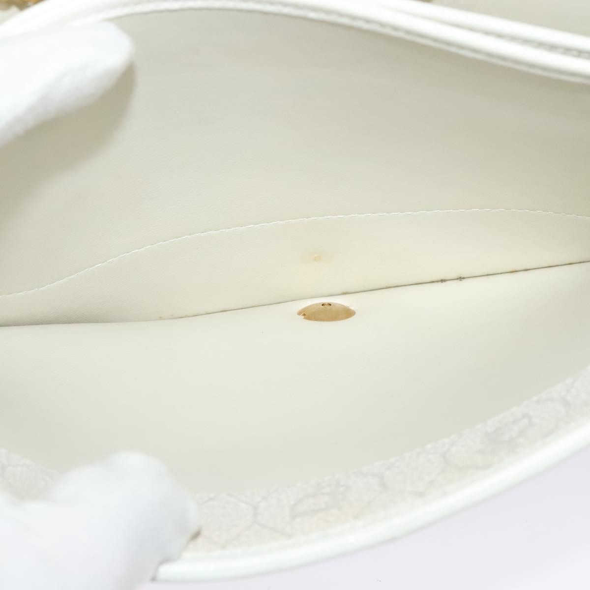 Christian Dior Vintage Honeycomb chain Canvas, WHITE, CANVAS, Handbag