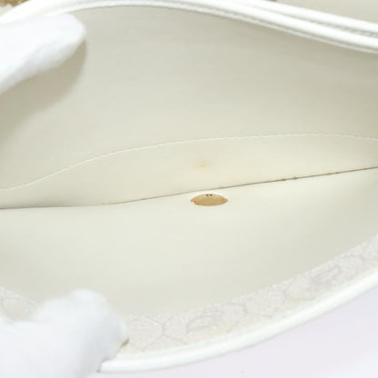 Christian Dior Vintage Honeycomb chain Canvas, WHITE, CANVAS, Handbag