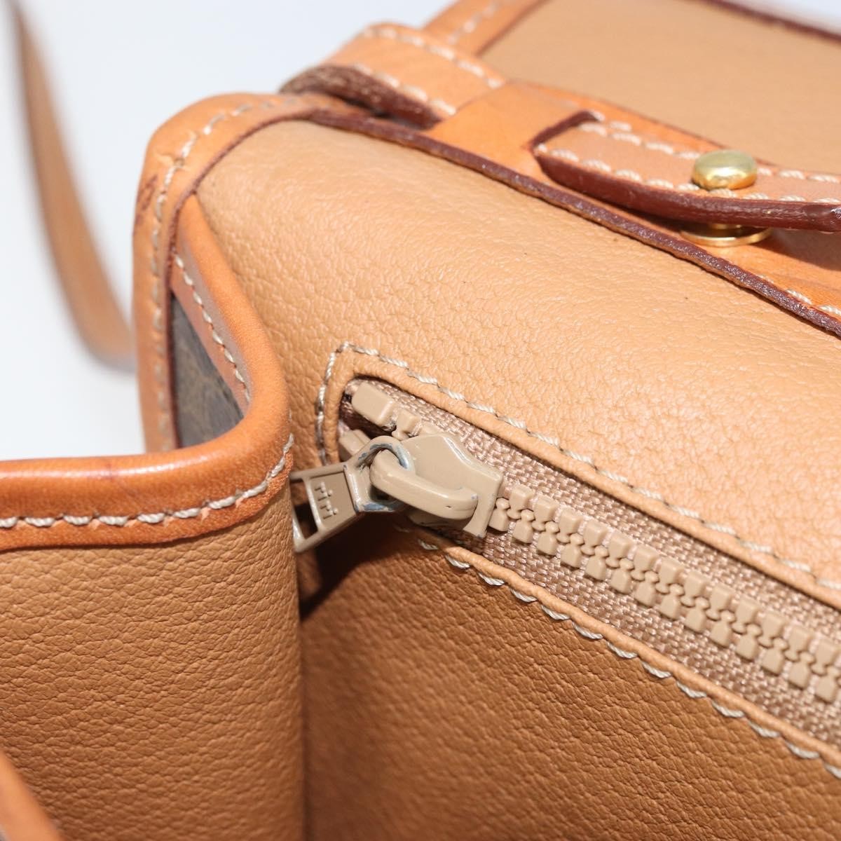 Celine Vintage Macadam Circle Logo Shoulder Bag Canvas and Leather, Brown, Canvas, Shoulder Bag