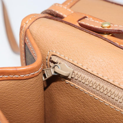 Celine Vintage Macadam Circle Logo Shoulder Bag Canvas and Leather, Brown, Canvas, Shoulder Bag