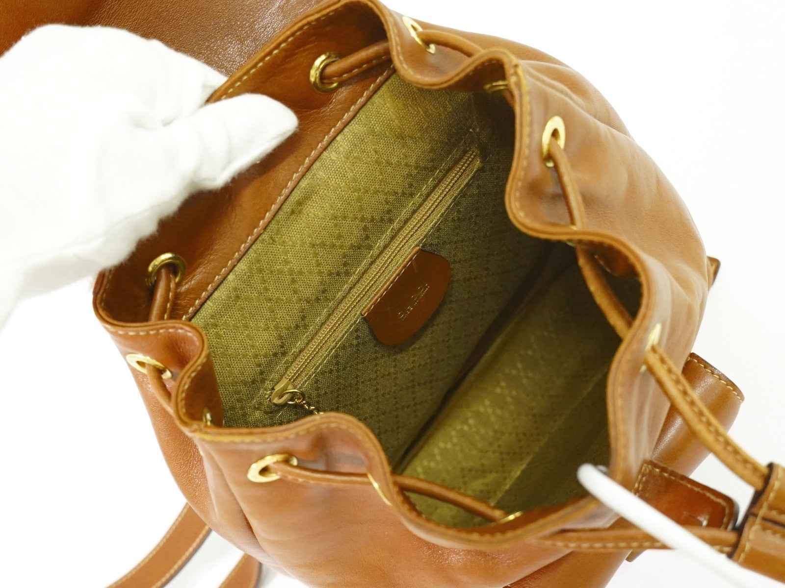 Gucci Vintage Bamboo Backpack Leather, BROWN, LEATHER, Backpack