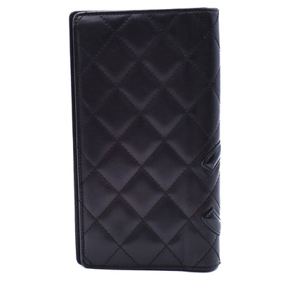 Chanel Cambon Bifold Wallet Quilted Lambskin, BLACK, LEATHER, Wallets