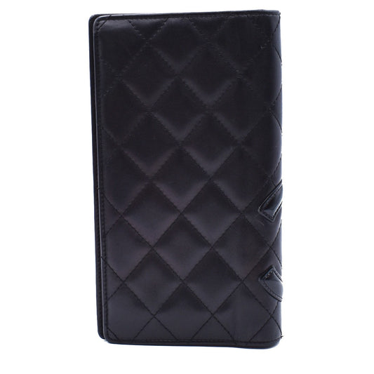 Chanel Cambon Bifold Wallet Quilted Lambskin, BLACK, LEATHER, Wallets