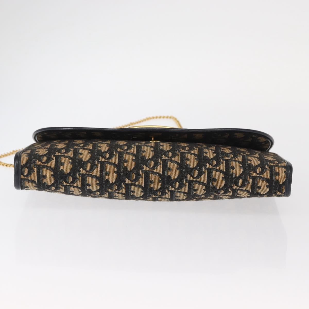 Christian Dior Vintage CD Chain Flap Shoulder Bag Diorissimo Canvas, NAVY, CANVAS, Shoulder bag