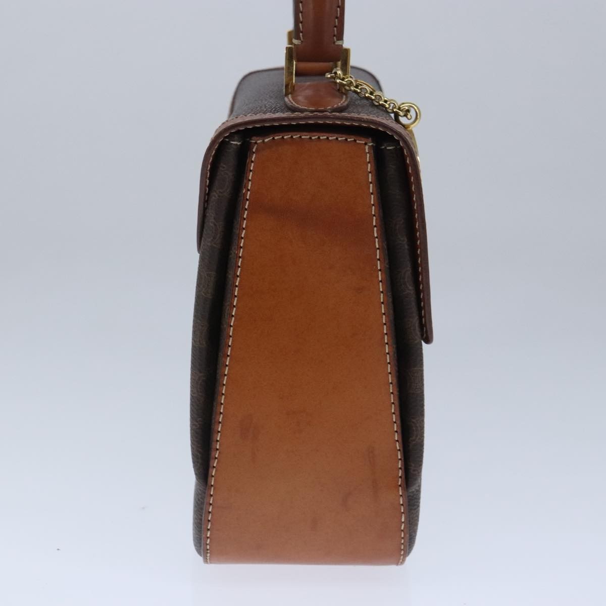Celine Vintage Convertible Top Handle Bag Macadam Coated Canvas, Brown, Canvas, Handbag