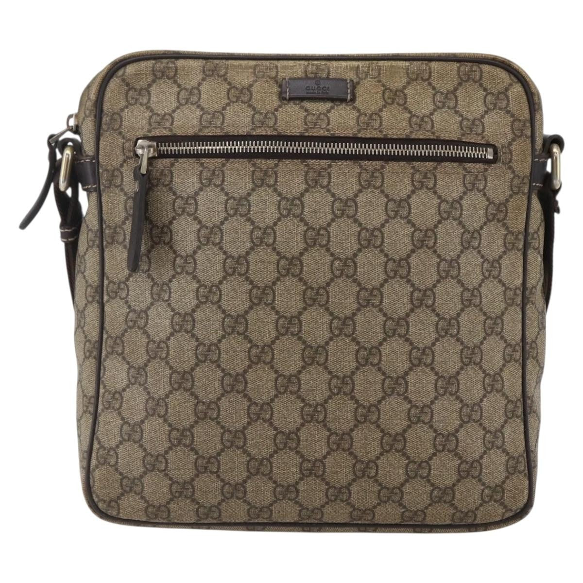 Gucci Front Zip Messenger GG Coated Canvas, BROWN, CANVAS, Shoulder bag