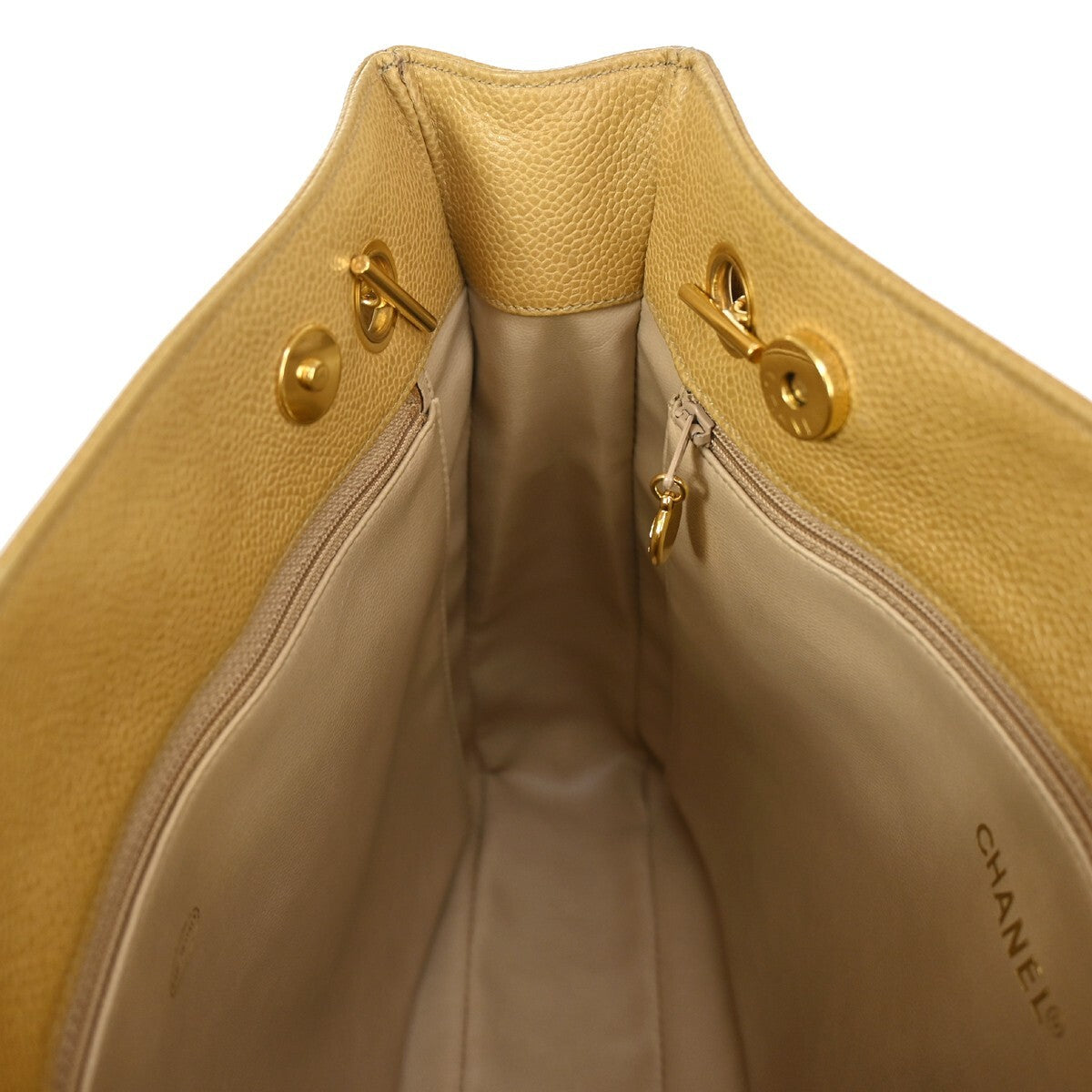 Chanel Vintage CC Front Pocket shoulder Bag Calfskin Leather, BEIGE, CALFSKIN, Shoulder bag