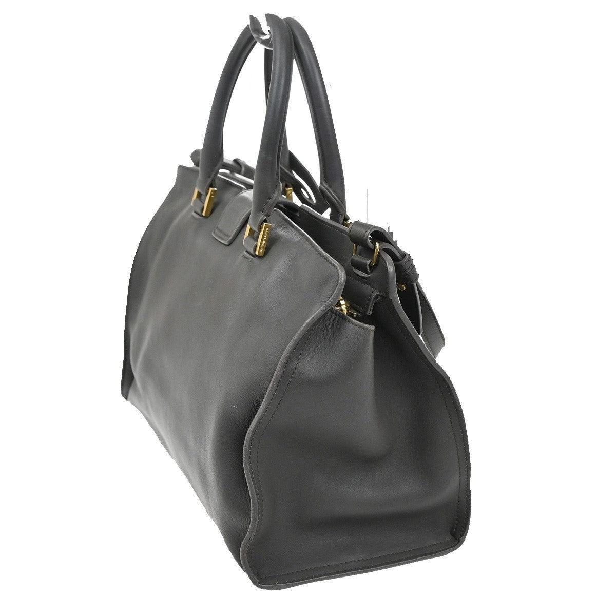 Saint Laurent Classic Y Cabas Leather, GRAY, LEATHER, Handbag