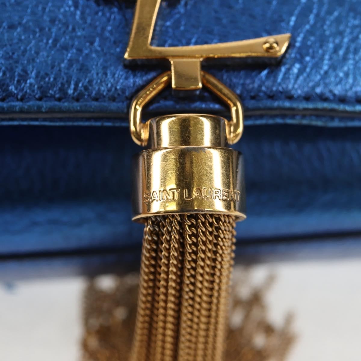 Saint Laurent Classic Monogram Tassel Crossbody Bag Leather, BLUE, LEATHER, Shoulder bag