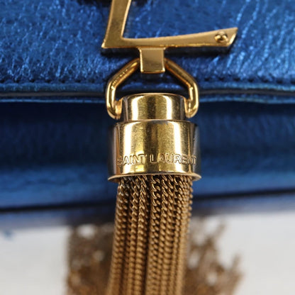 Saint Laurent Classic Monogram Tassel Crossbody Bag Leather, BLUE, LEATHER, Shoulder bag
