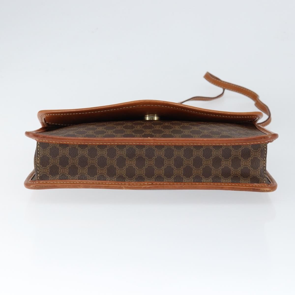 Celine Vintage Macadam Circle Logo Shoulder Bag Canvas and Leather, BROWN, CANVAS, Shoulder bag