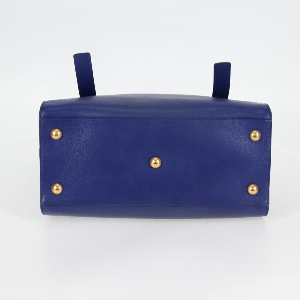 Saint Laurent Muse Two Bag Leather with Canvas, BLUE, LEATHER, Handbag