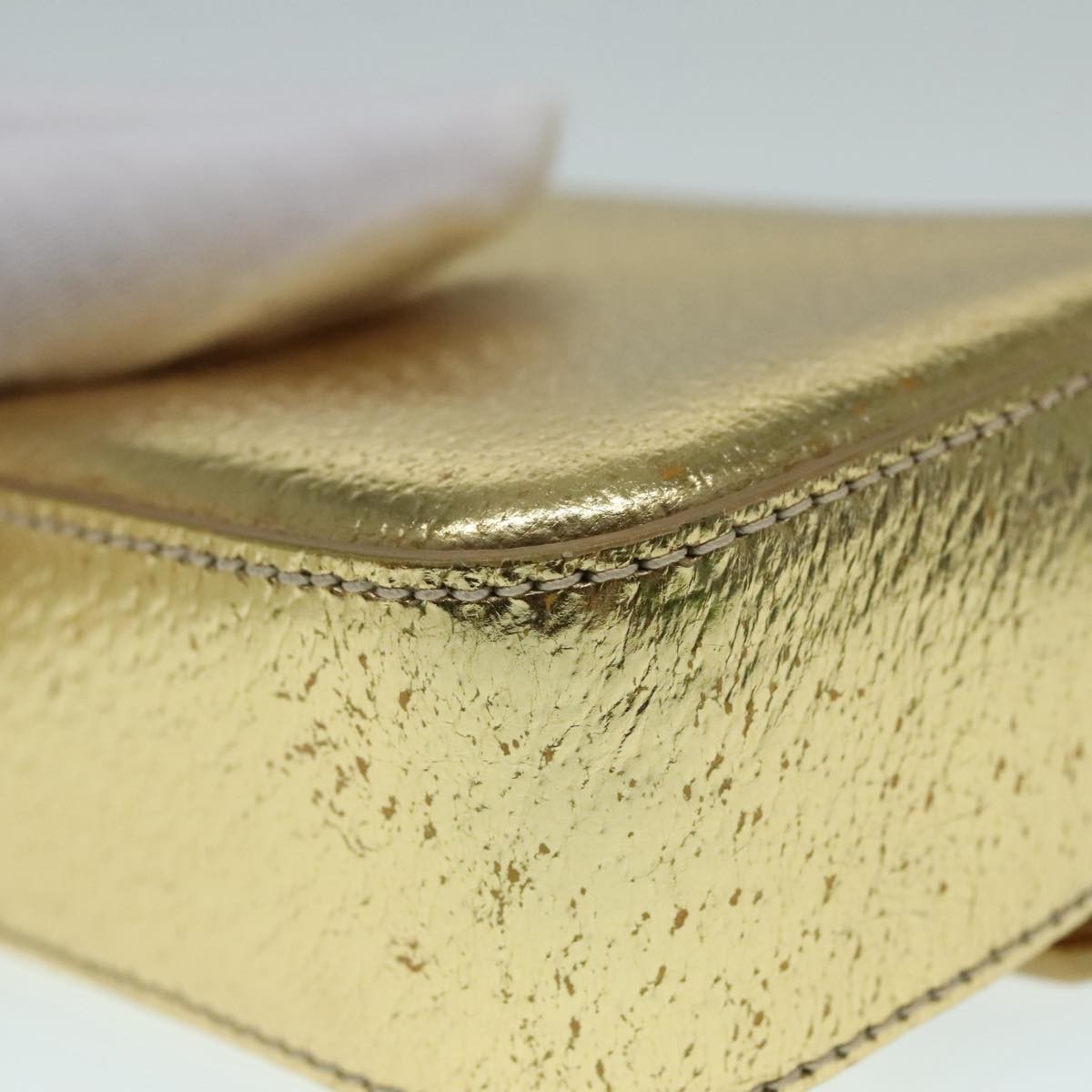 Prada Vintage Pouch Leather, GOLD, LEATHER, Clutche & pouche