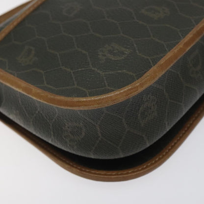 Christian Dior Vintage Honeycomb Flap Crossbody Bag Coated Canvas, BROWN, CANVAS, Crossbody bag