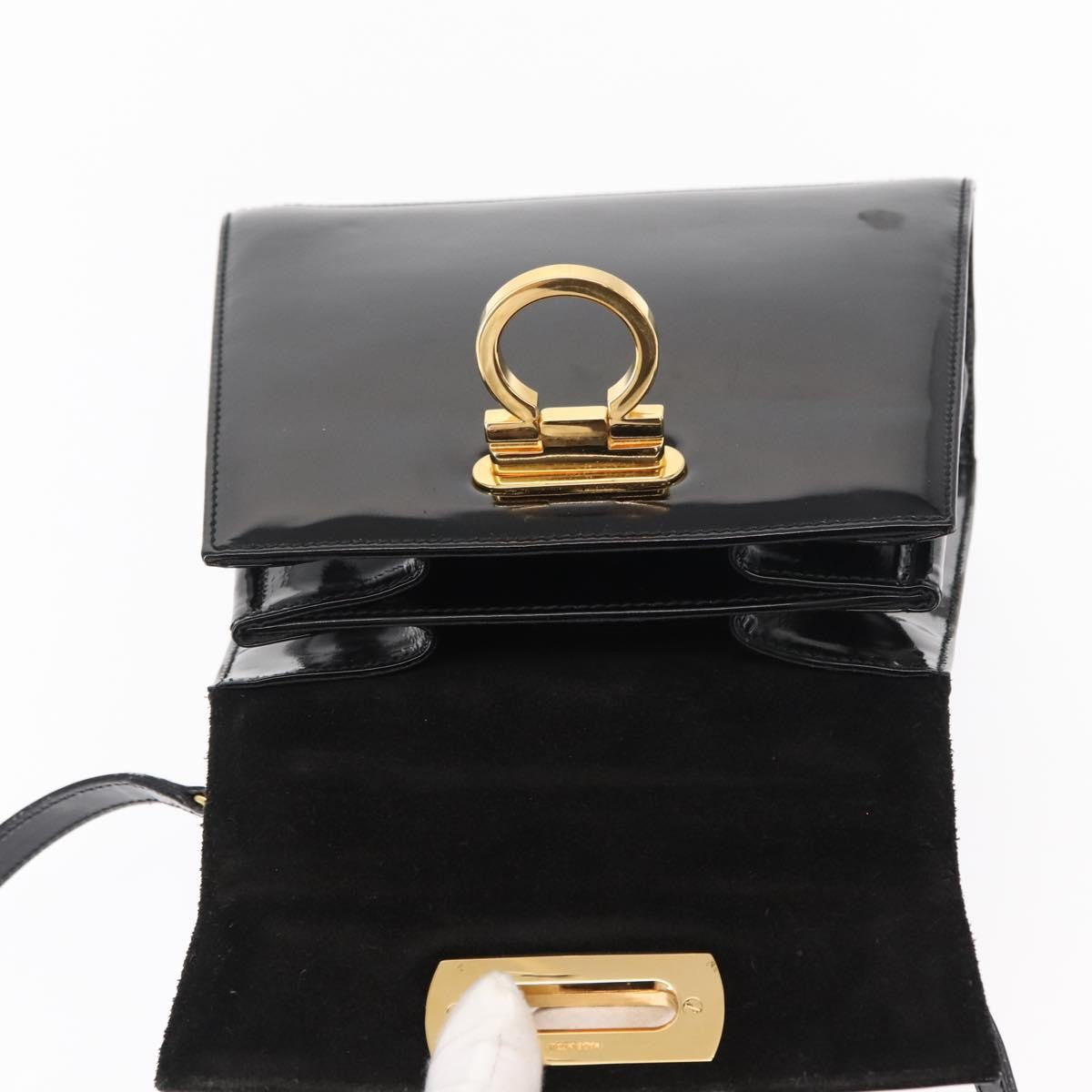 Salvatore Ferragamo Gancini handbag Patent leather, BLACK, PATENT_LEATHER, Handbag