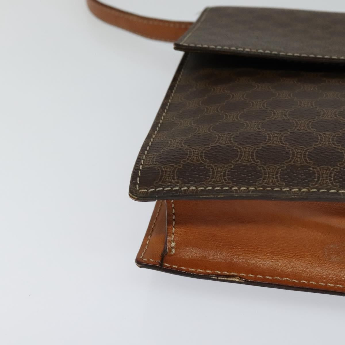 Celine Vintage Macadam Shoulder Bag Canvas and Leather, BROWN, CANVAS, Shoulder bag