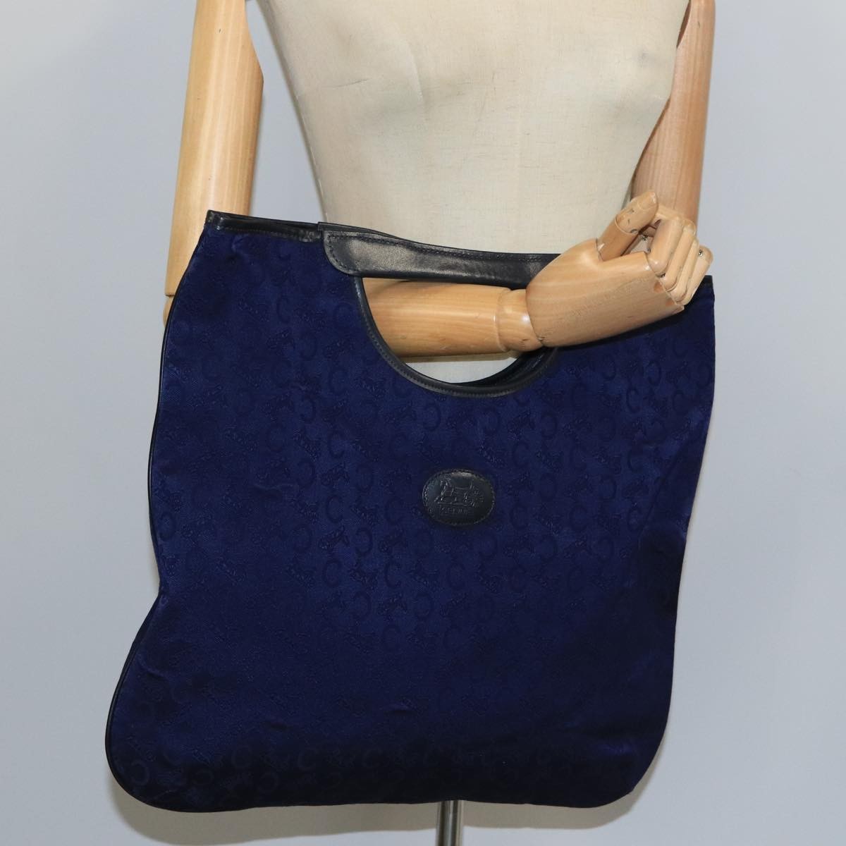 Celine C Macadam Handbag Canvas, NAVY, CANVAS, Handbag