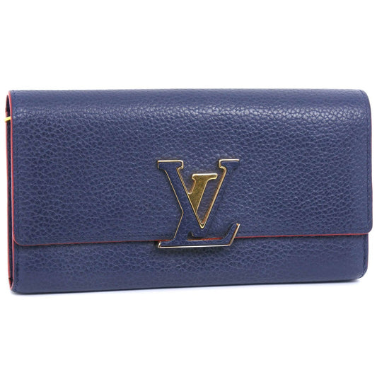Louis Vuitton Capucines Long Wallet Leather, NAVY, LEATHER, Wallets