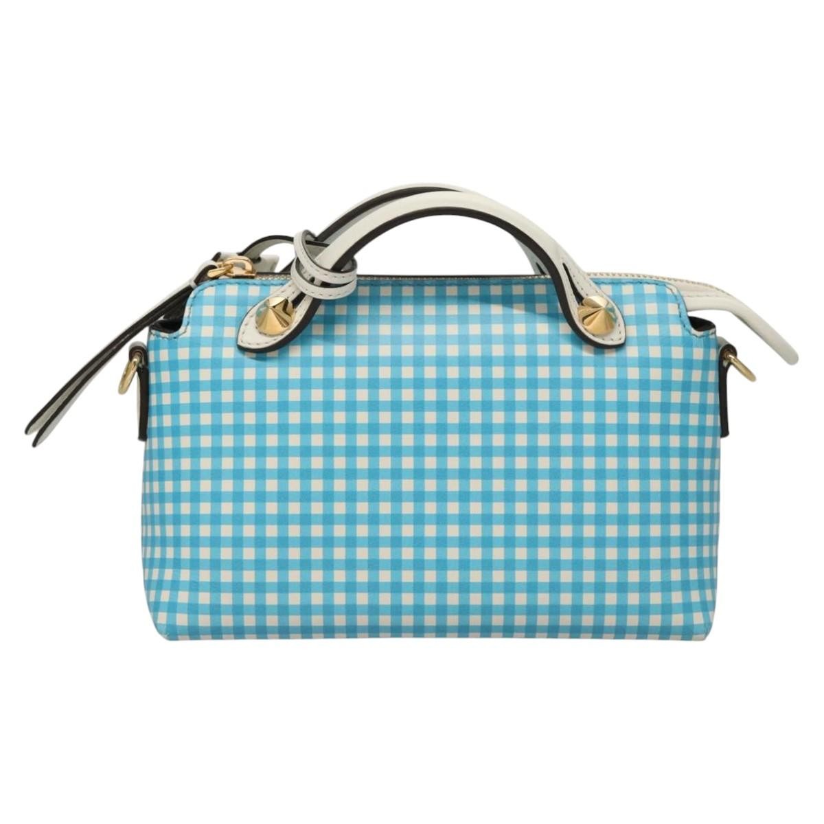 Fendi By The Way Satchel Printed Leather, BLUE, LEATHER, Handbag