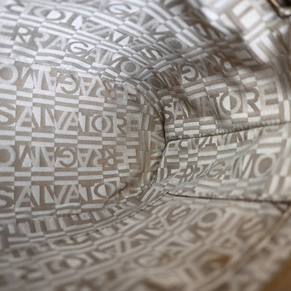 Salvatore Ferragamo Gancini handbag Leather, BEIGE, LEATHER, Handbag