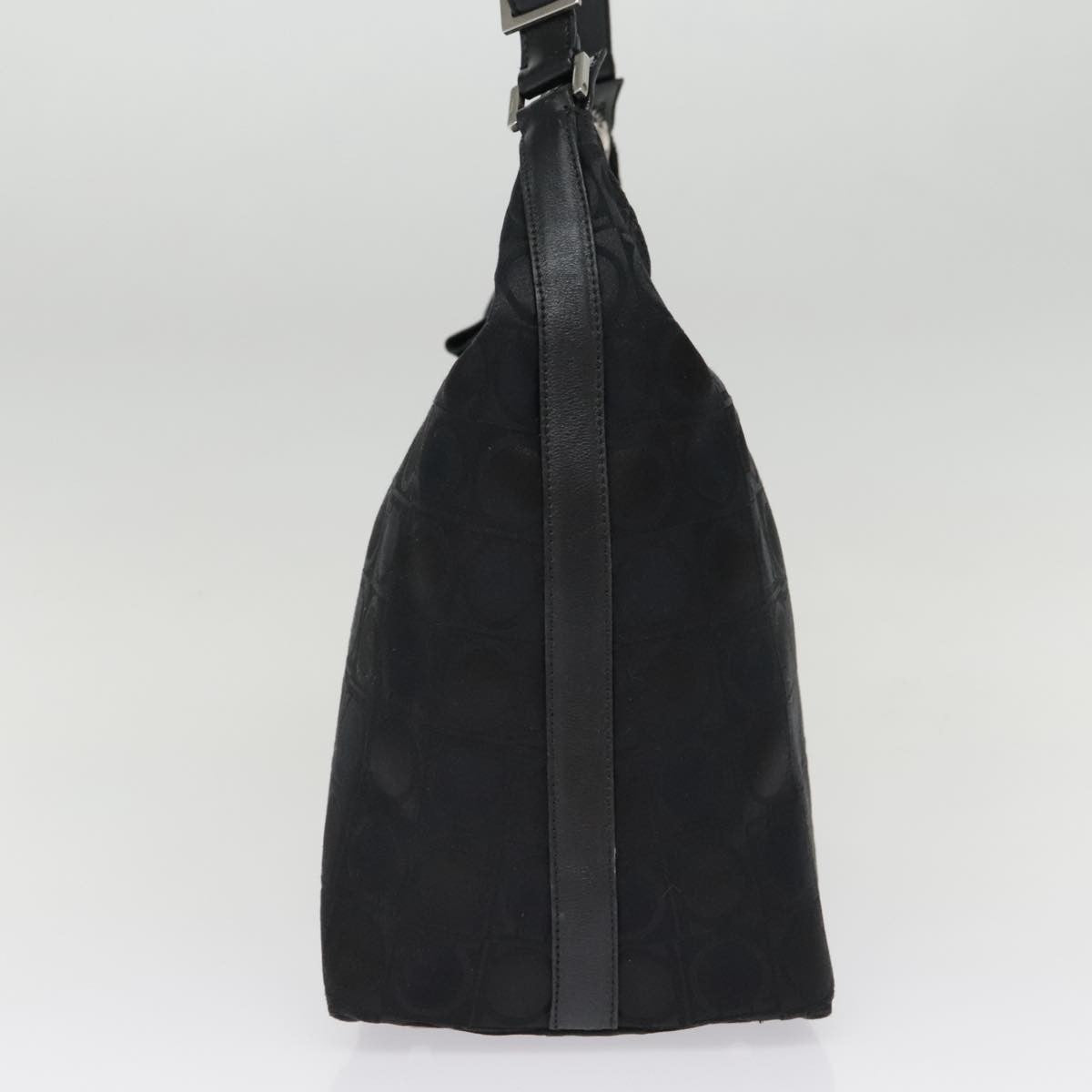 Salvatore Ferragamo Gancini Shoulder Bag Nylon, BLACK, NYLON, Shoulder bag