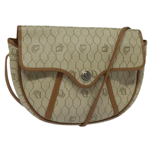 Christian Dior Vintage Honeycomb Shoulder Bag Canvas, BEIGE, CANVAS, Shoulder bag
