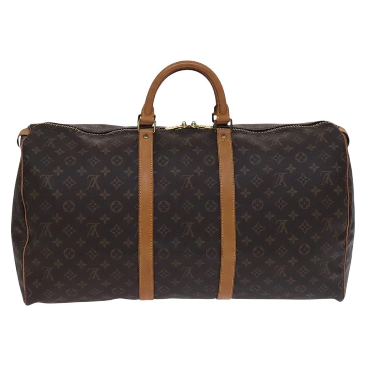 Louis Vuitton Keepall Bag Monogram Canvas, BROWN, CANVAS, Travel bag