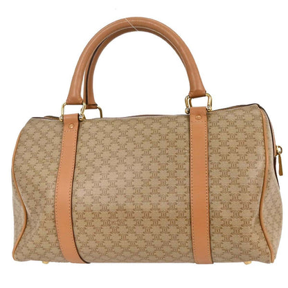 Celine Vintage Duffle Bag Canvas and Leather, BEIGE, PVC, Travel bag