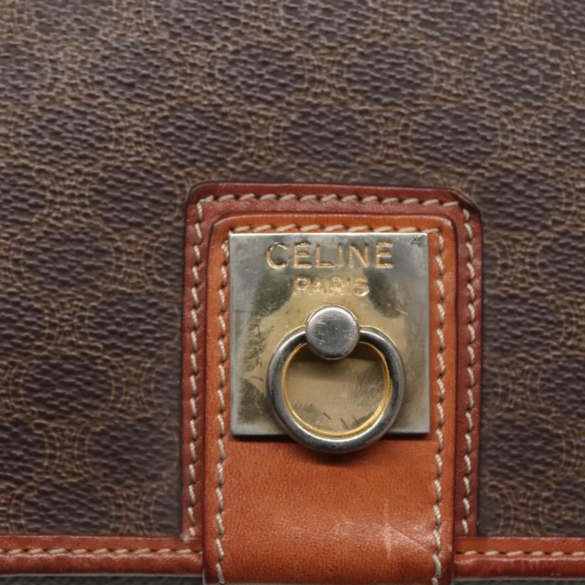 Celine Macadam Shoulder Bag PVC Leather, BROWN, CANVAS, Shoulder bag